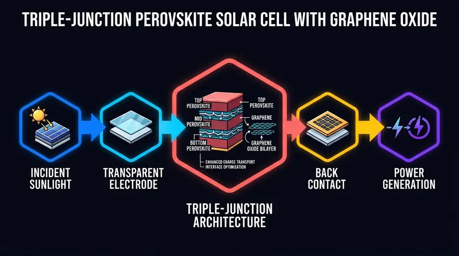 component diagram of triple-junction perovskite solar cell with graphene oxide