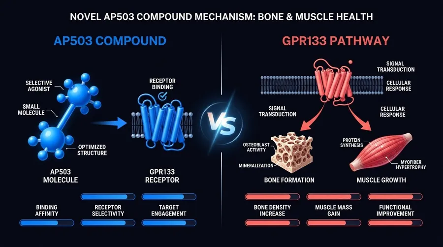 3D interaction model of AP503 compound and GPR133 receptor