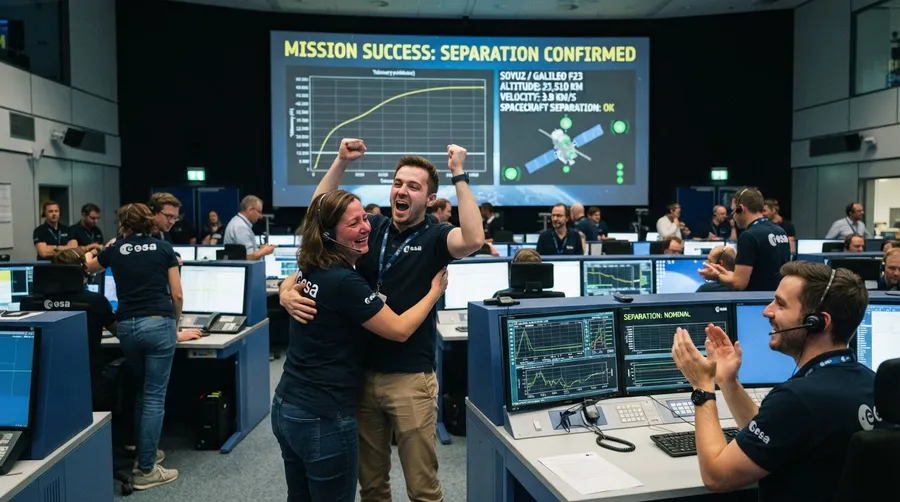 ESOC Mission Control Team receiving successful BepiColombo separation signal