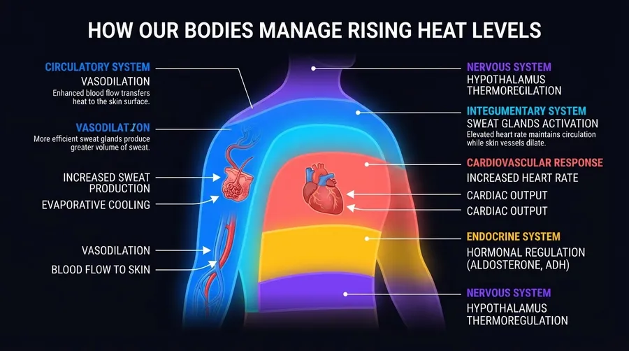 Diagram of physiological components in heat acclimation