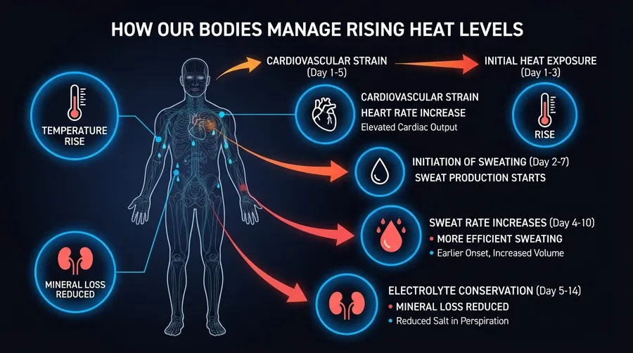 Process flow of body acclimating to rising heat levels