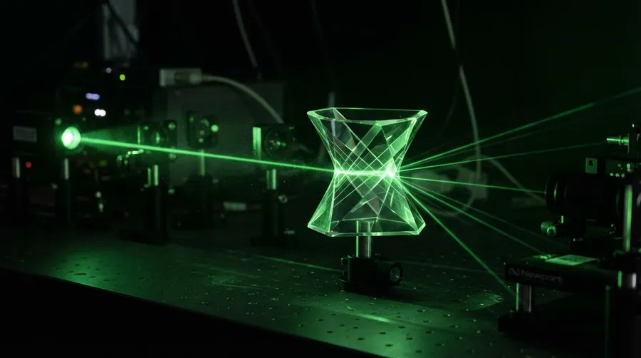 light beam interacting with mathematical shape altering its path