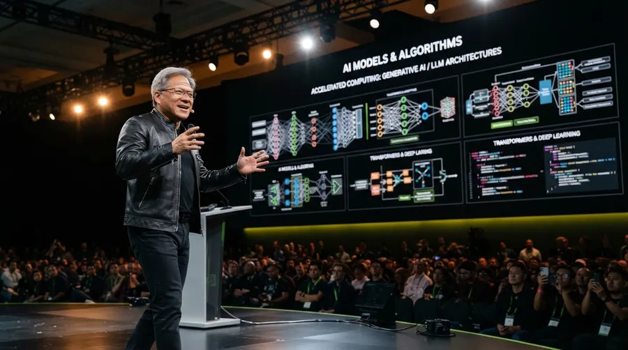 Jensen Huang presenting AI models and algorithms