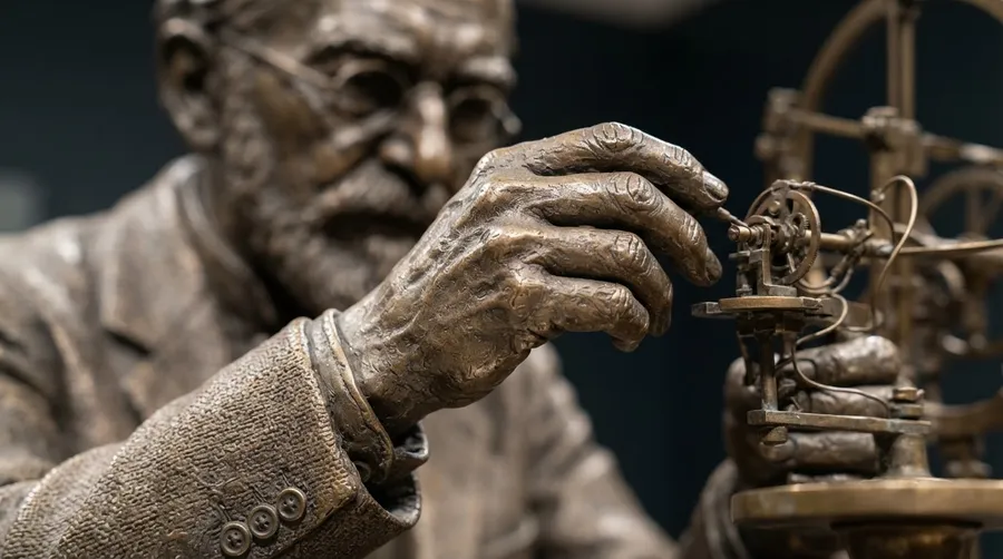 Close-up of detailed carving on Jim Gates tribute sculpture
