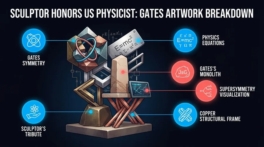 Diagram of design elements and materials in Jim Gates sculpture