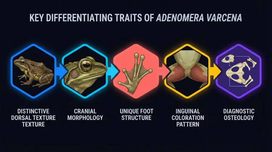 Anatomical diagram of Adenomera varcena frog characteristics