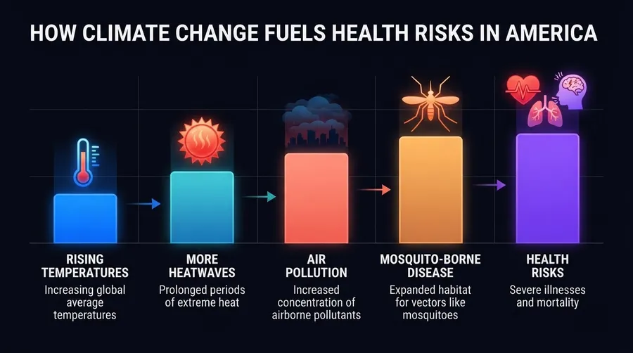 Process flow climate change leading to increased health risks