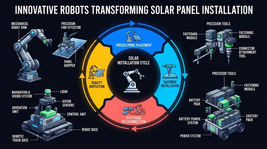 diagram of robot components including arm and battery system