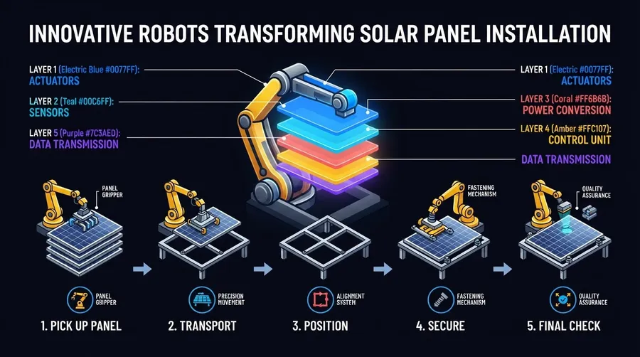 process flow of robot installing solar panels step-by-step
