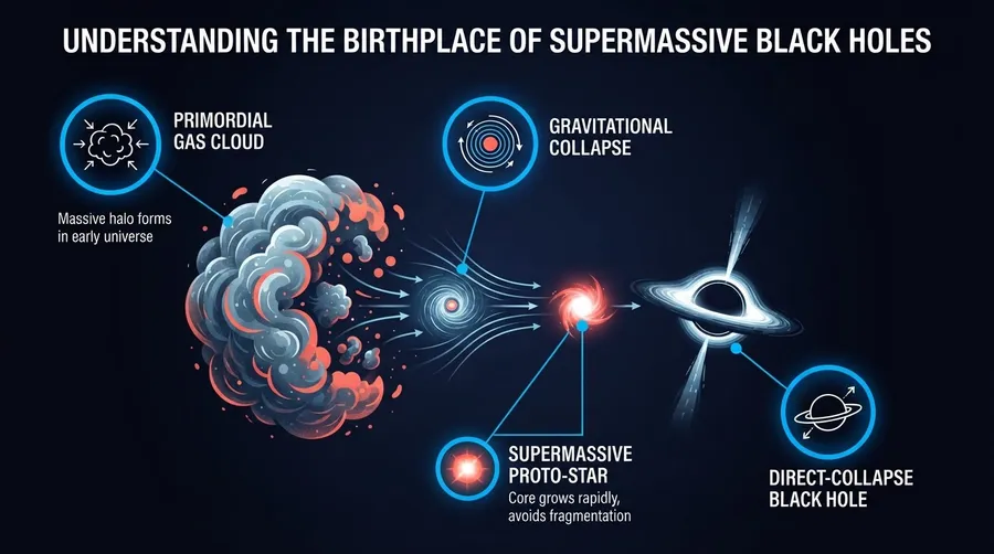 direct-collapse black hole formation process flow with sequential icons