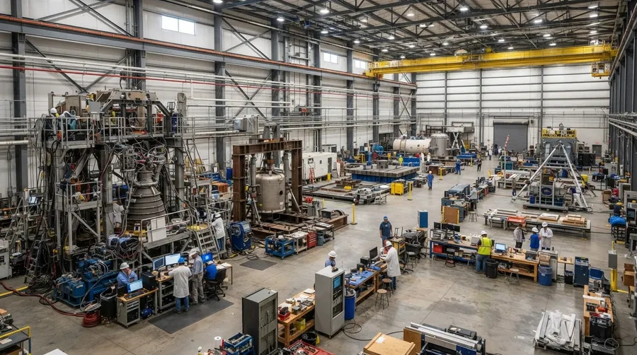 Wide shot of NASA testing facility with multiple stations