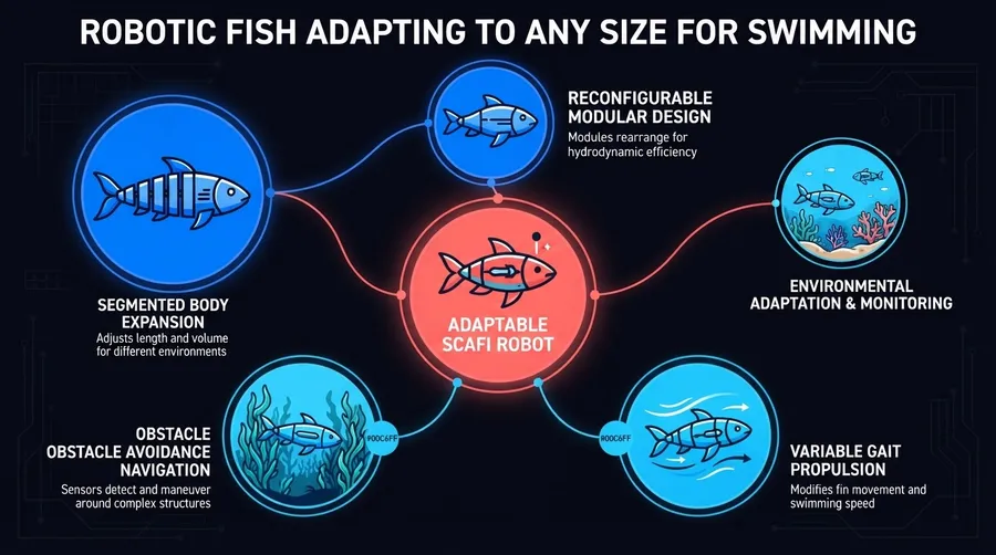 Process flowchart of ScaFi robot adapting size and movement in various aquatic environments