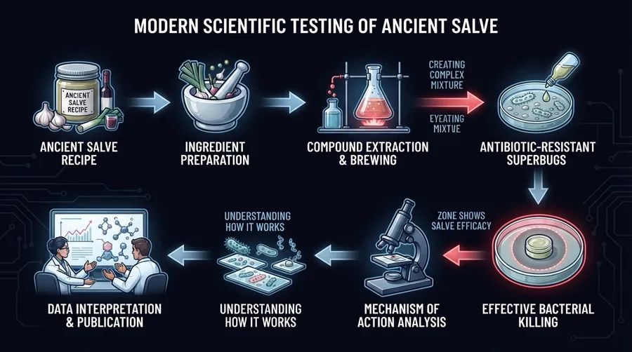 process flowchart of testing Bald's eyesalve against superbugs