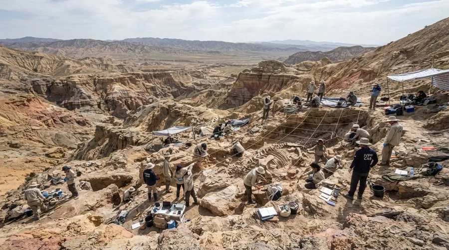 excavation site in China with scientists working