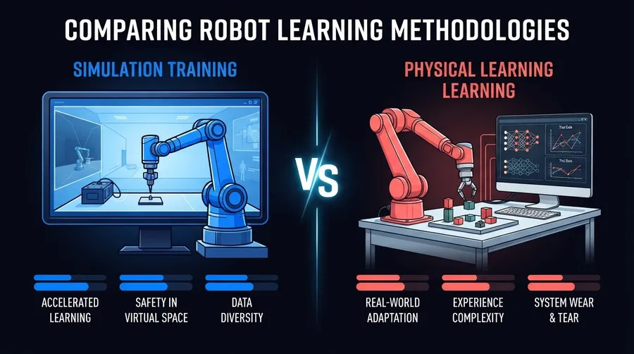 Flowchart of simulation and AI methodology for teaching robots