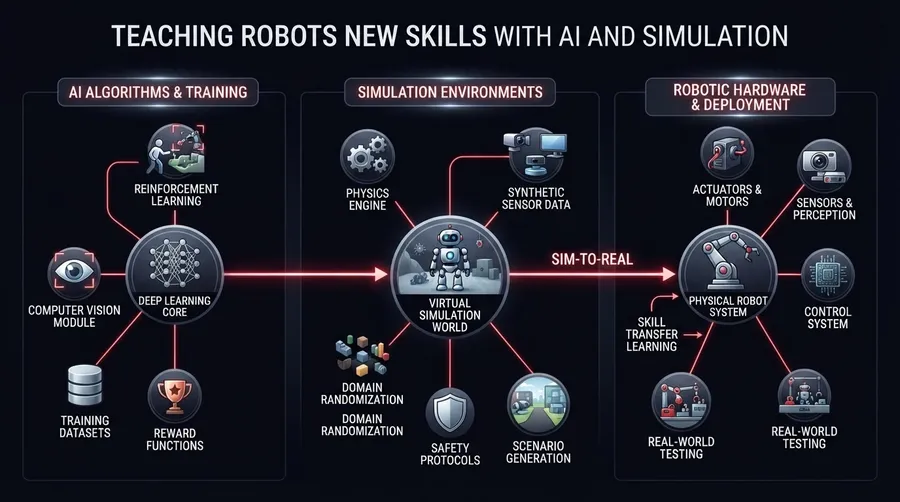 Network map of AI, simulation, and robotic hardware roles