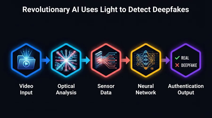 AI system workflow from light detection to deepfake identification