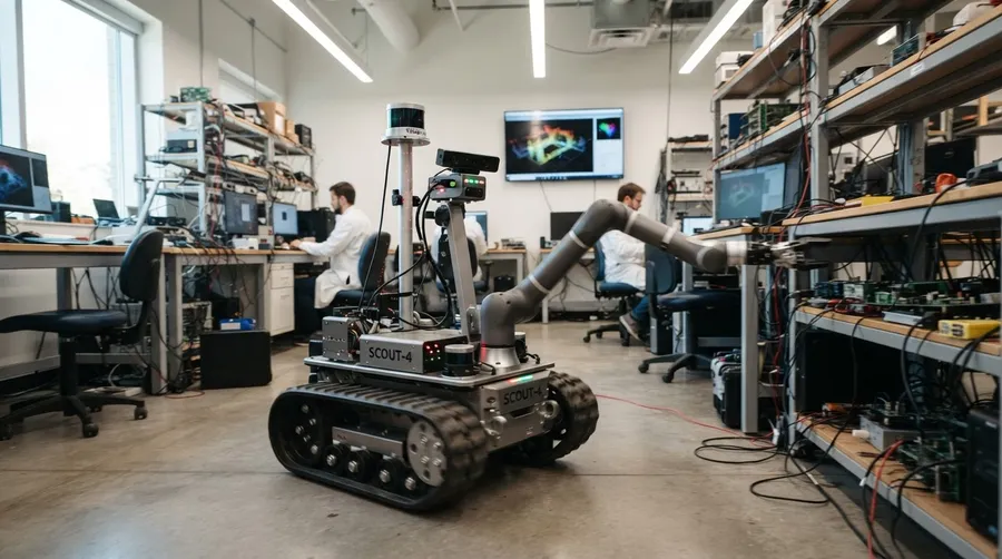 Robot autonomously mapping laboratory environment with active sensors