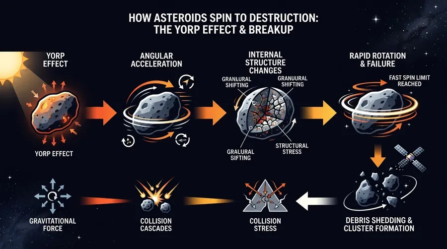 Process flow of asteroids achieving ultra-fast rotation speeds