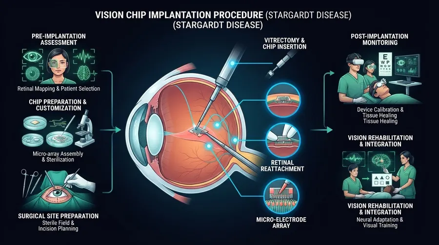 process flow of vision chip implantation in Stargardt disease patient
