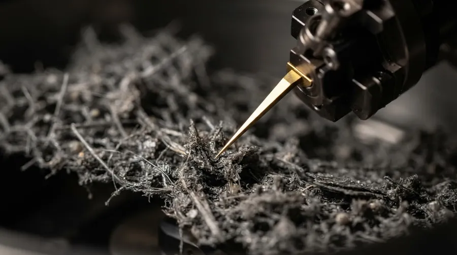 Close-up of nanoscale sample with nano-tweezers and atomic force microscope tips