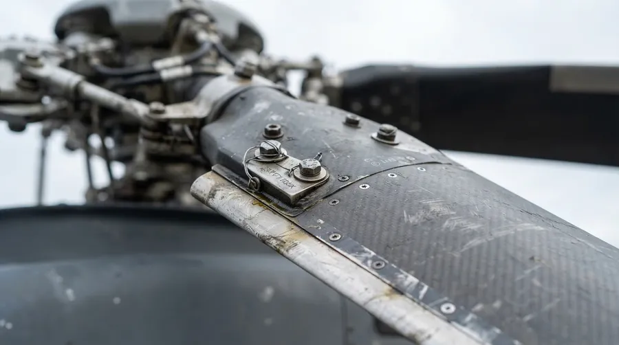 Close-up of Mars helicopter rotor blade showcasing engineering precision