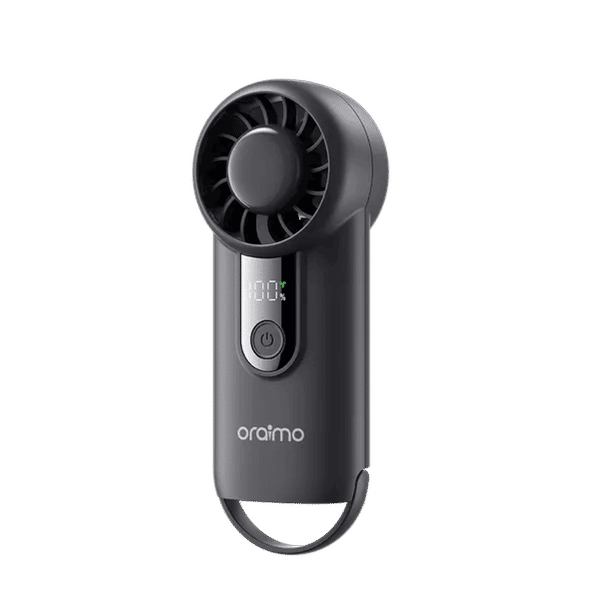 oraimo TurboFan Lite Mini Powerful Handheld Fan The Oraimo TurboFan Lite OHF-203A is a mini powerful handheld fan that is both compact and portable. It features a 15000RPM motor that delivers up to 8m/s strong wind, providing instant cooling. With a 10-hour battery life, it can last through an entire day on a single charge. The fan is equipped with a LED display that shows the battery level and speed in real-time, making it easy to monitor its status. It offers 5-speed settings for customizable airflow, and its loop design allows for hands-free operation in handheld, desktop, and neck-hanging modes. This fan is perfect for commuting, working, or exercising, and its stylish design makes it a practical cooling accessory for various scenarios