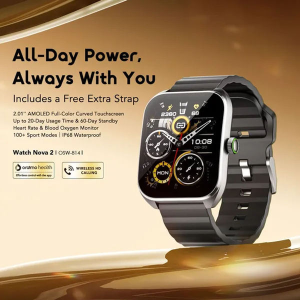 oraimo Watch Nova 2 2.01" AMOLED IP68 Curved Touchscreen Smart Watch electronics by Oraimo - Opixa in Kenya