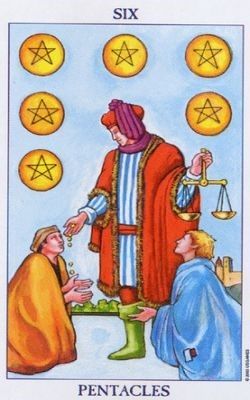 Tarotkaart Pentakels VI - betekenis en combinaties
