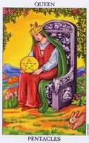 Tarotkaart Pentakels Koningin