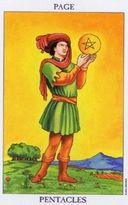Tarotkaart Pentakels Page