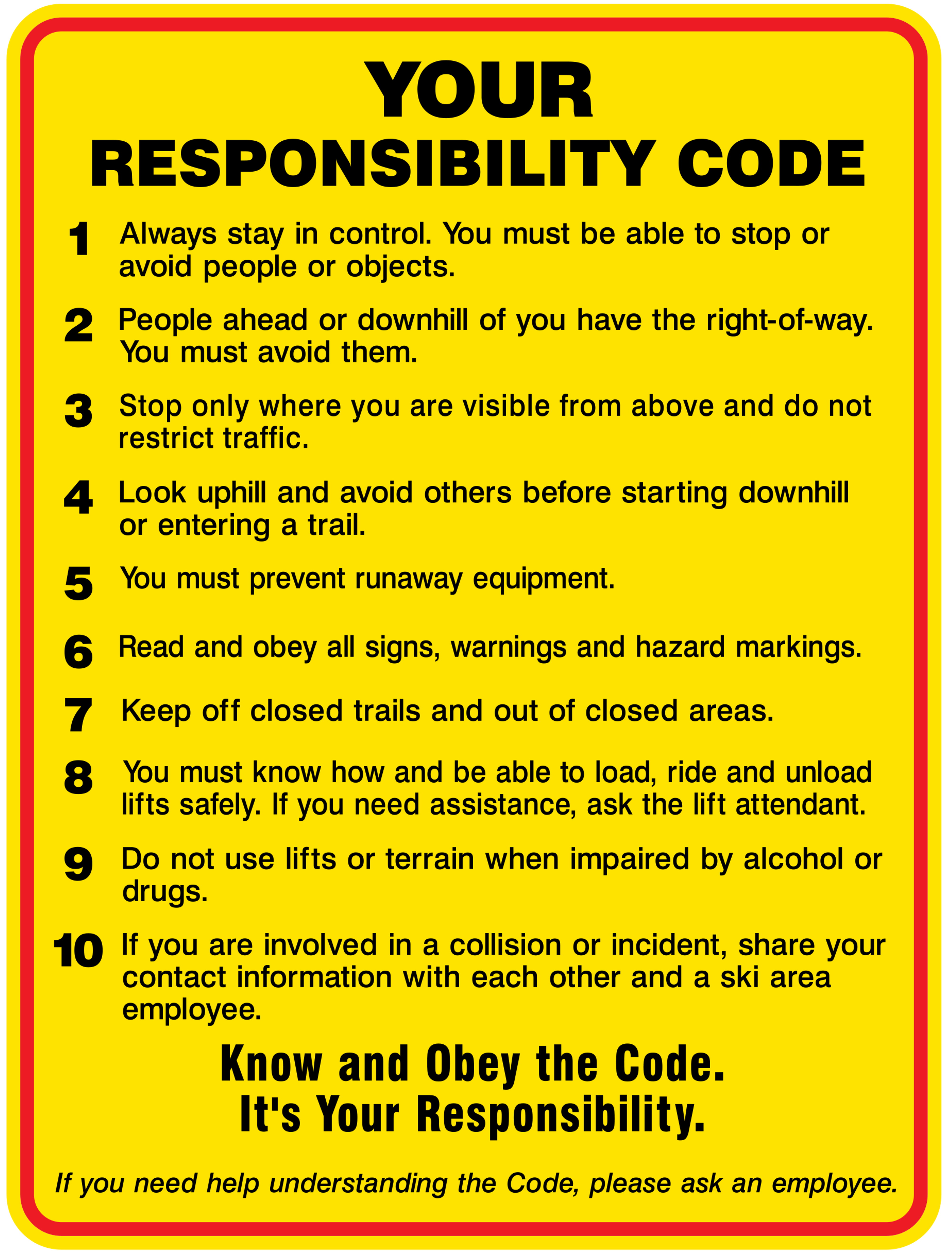 Graphic showing the 10 responsibilities, click for PDF