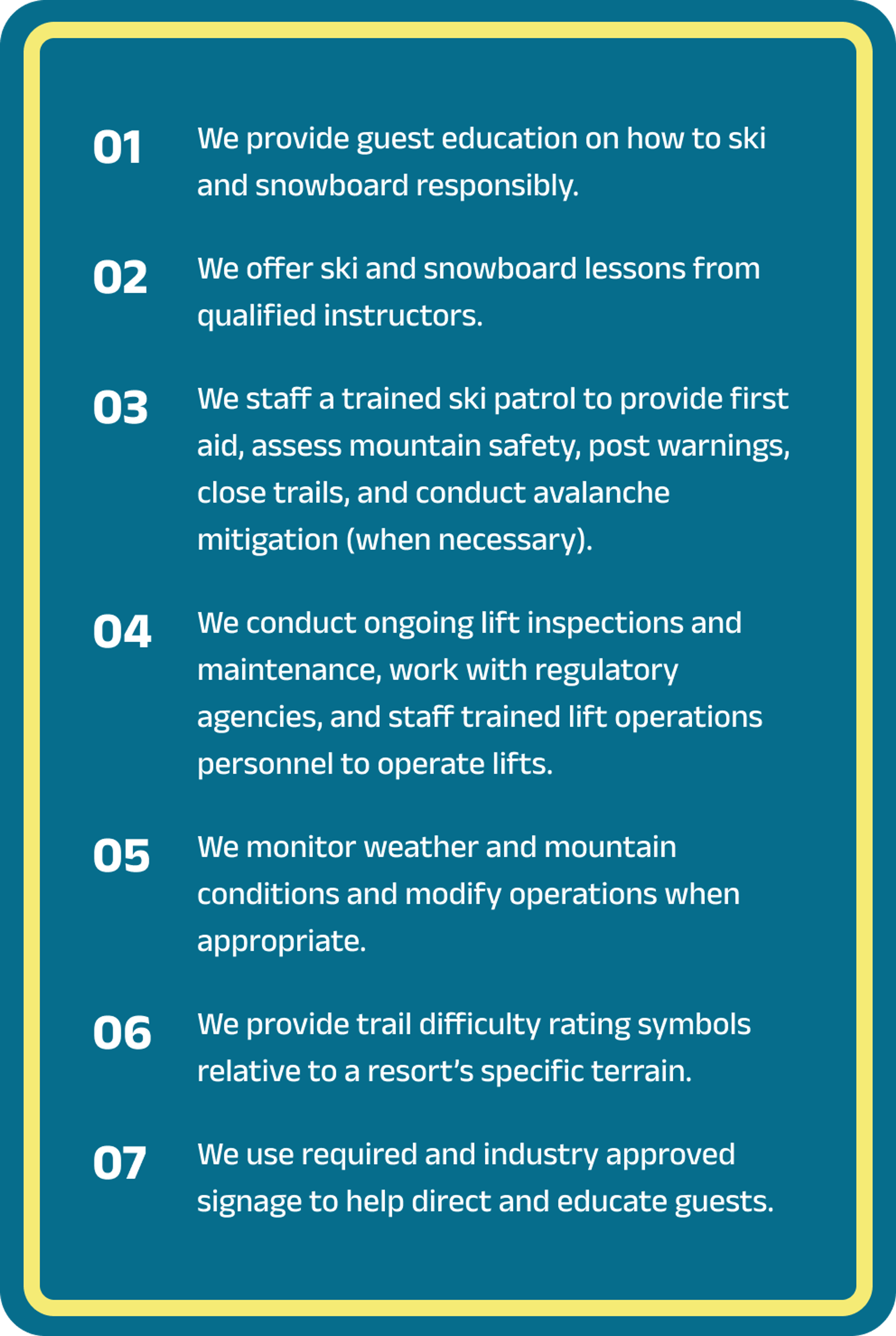 Graphic showing the 7 commitments, click for PDF