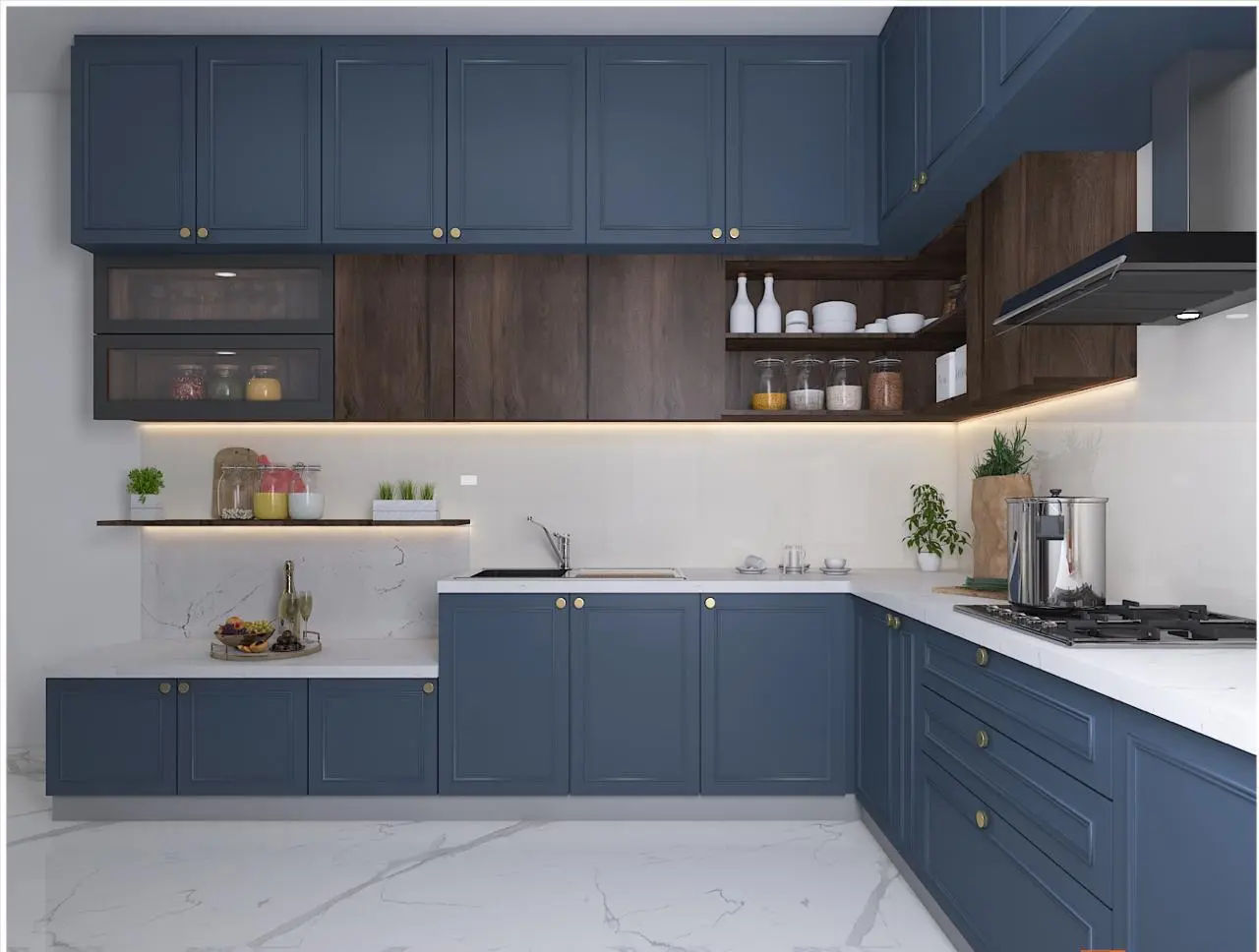 TK999 blue modular kitchen project