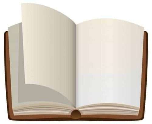 livro aberto dos desenhos animados com paginas em branco vazias
