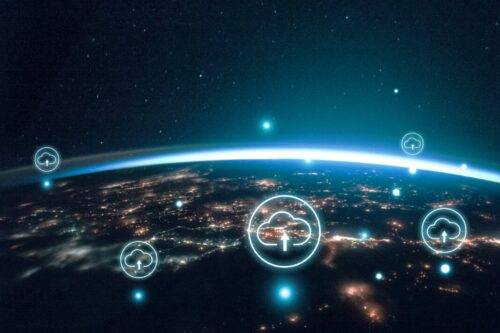 digital world for banner background remixed from public domain by nasa
