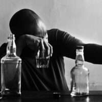 African American man drinking alcohol