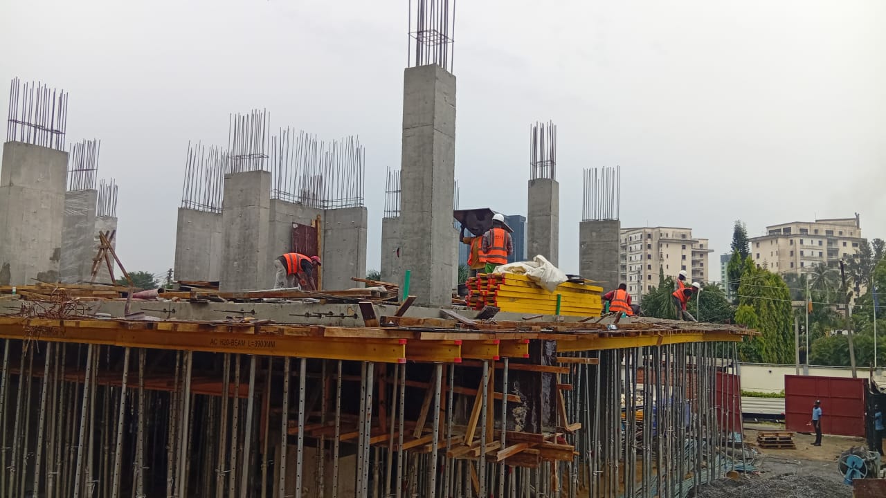 reinforced concrete frame building mid-construction