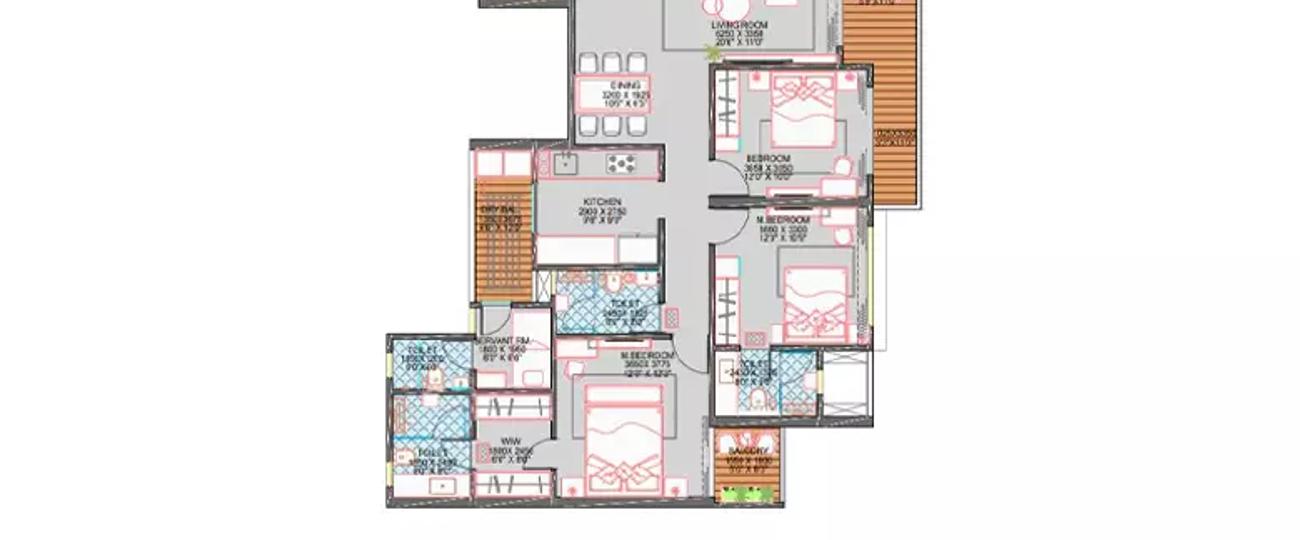 3.5 BHK Apartment 1209 Sq.ft Ganga Platinum