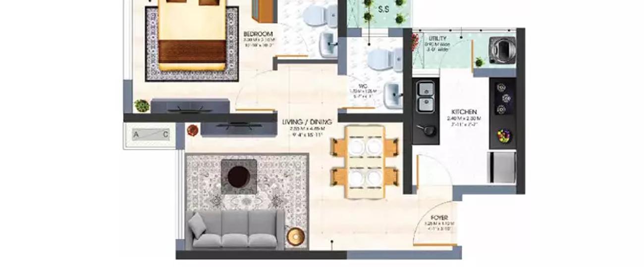 1 BHK Apartment 449 Sq.ft Codename Step Up