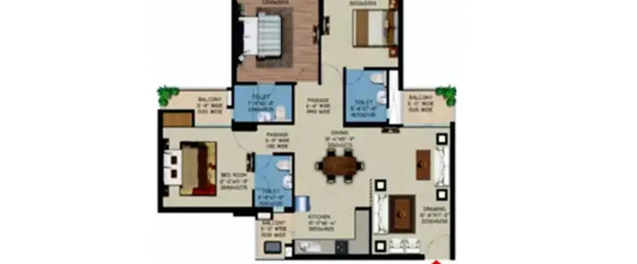 3 BHK Apartment 1595 Sq.ft Supertech Capeluxe