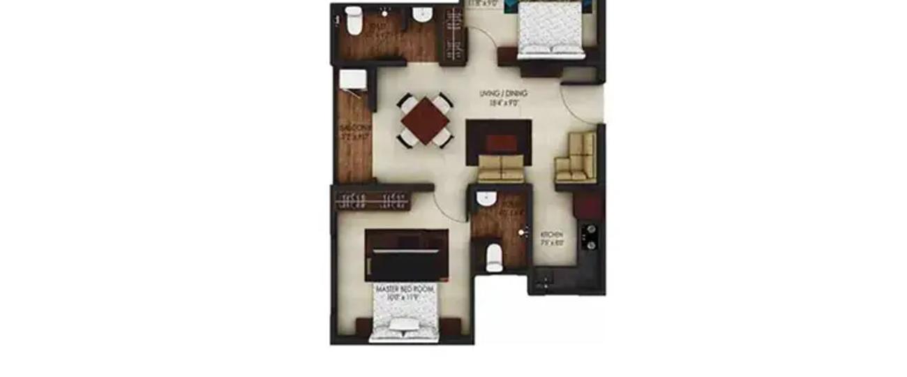 2 BHK Apartment 857 Sq.ft Urbanrise Codename Independence Day