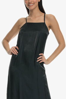 Black Glossy Organza Slip Dress
