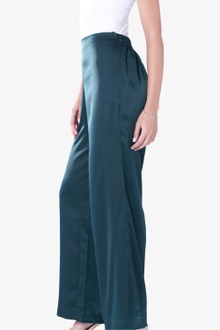 Half Elasticated Green Straight Trousers