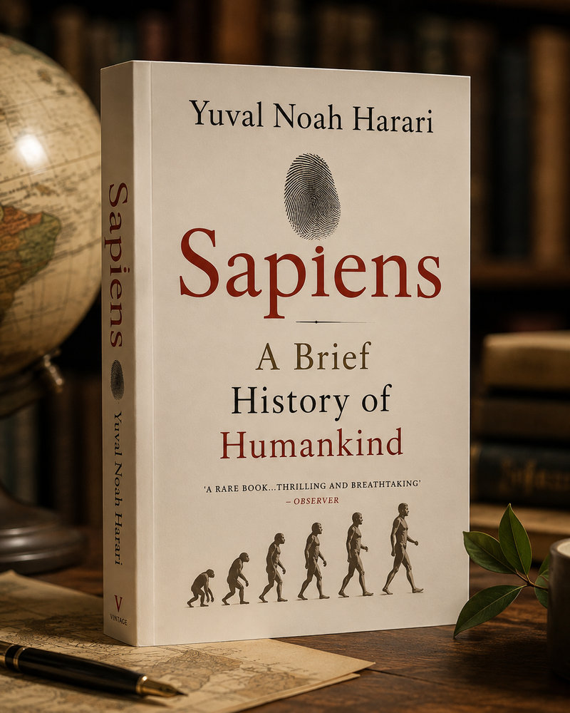 Sapiens by Yuval Noah Harari book summary cover