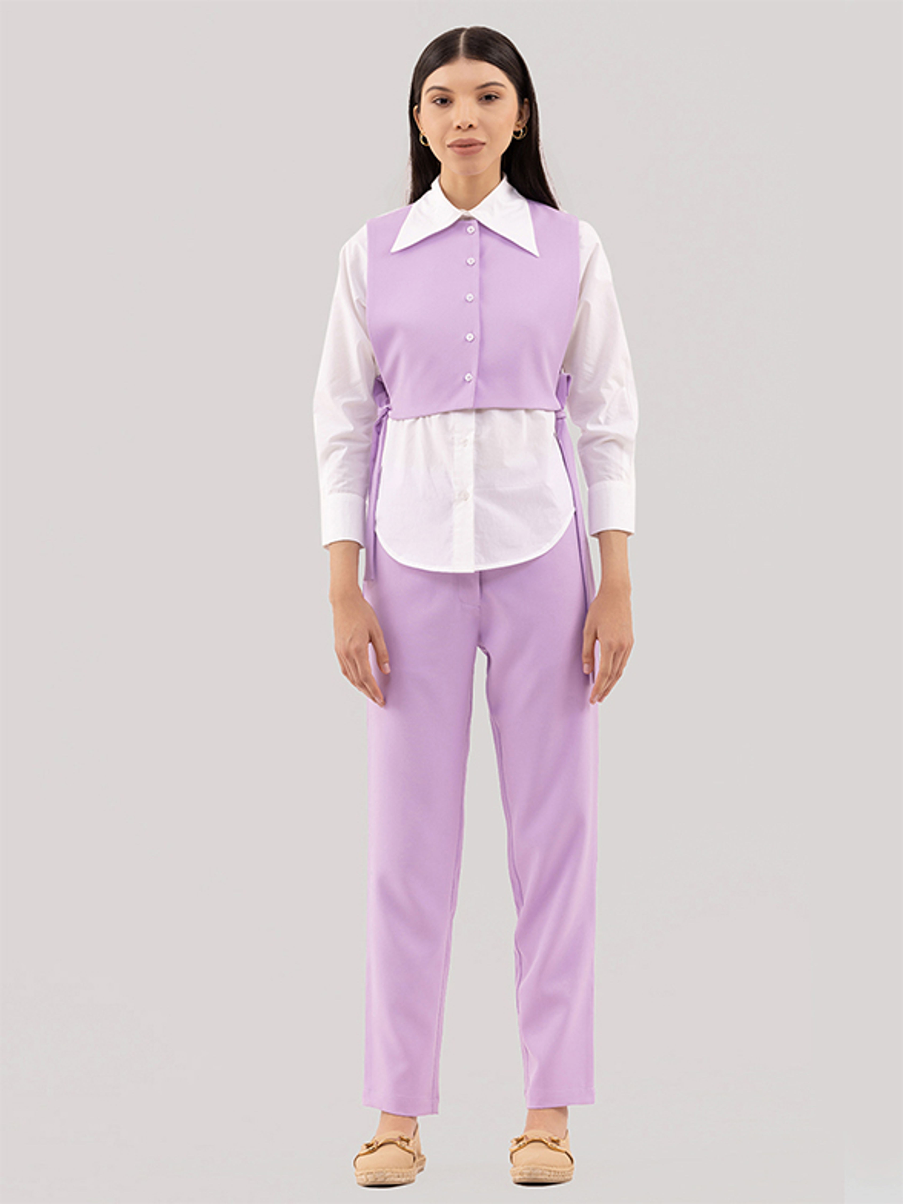 Formal Edit Shirt With Waist Coat Lavender