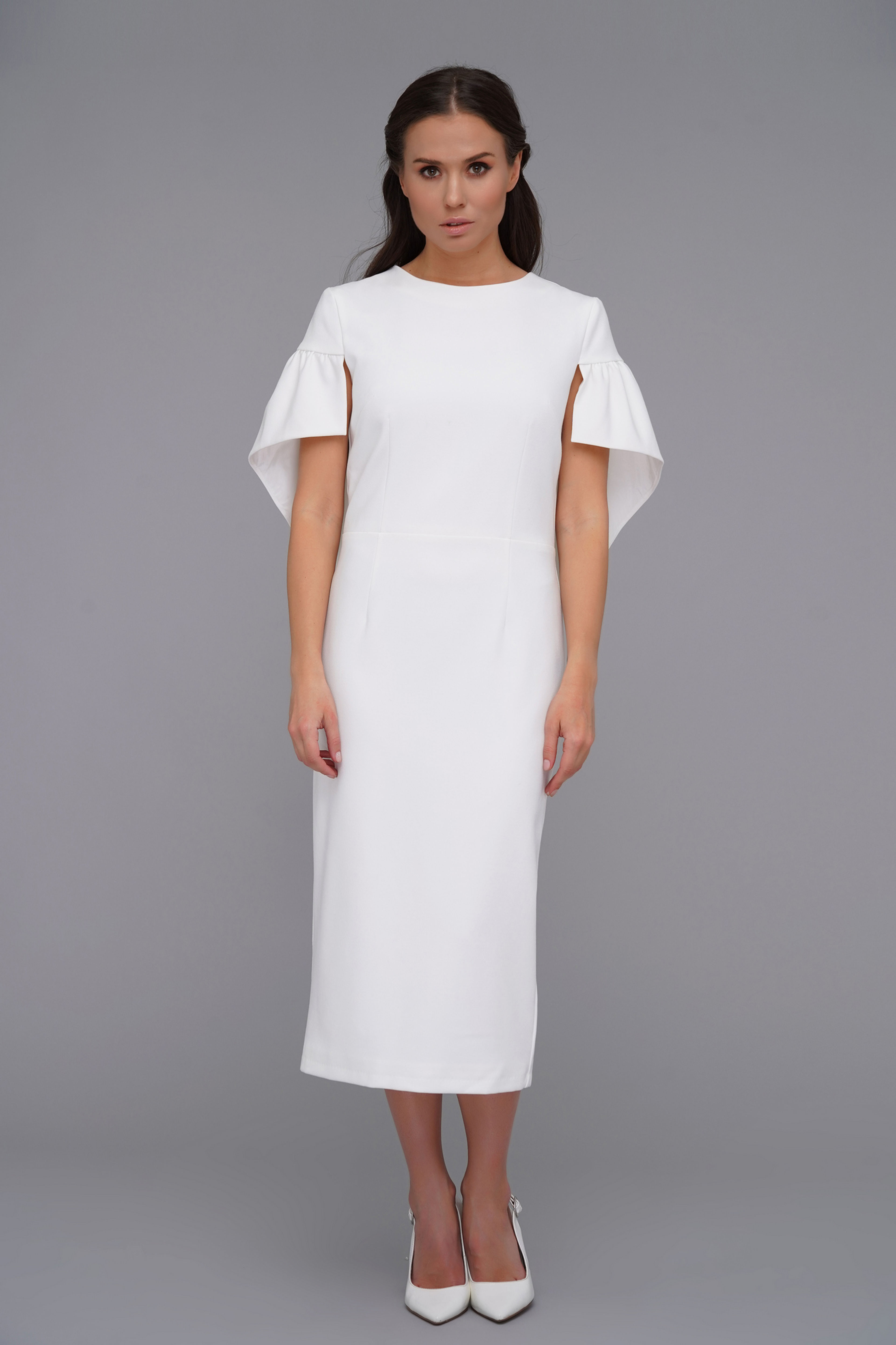 White cape pencil dress