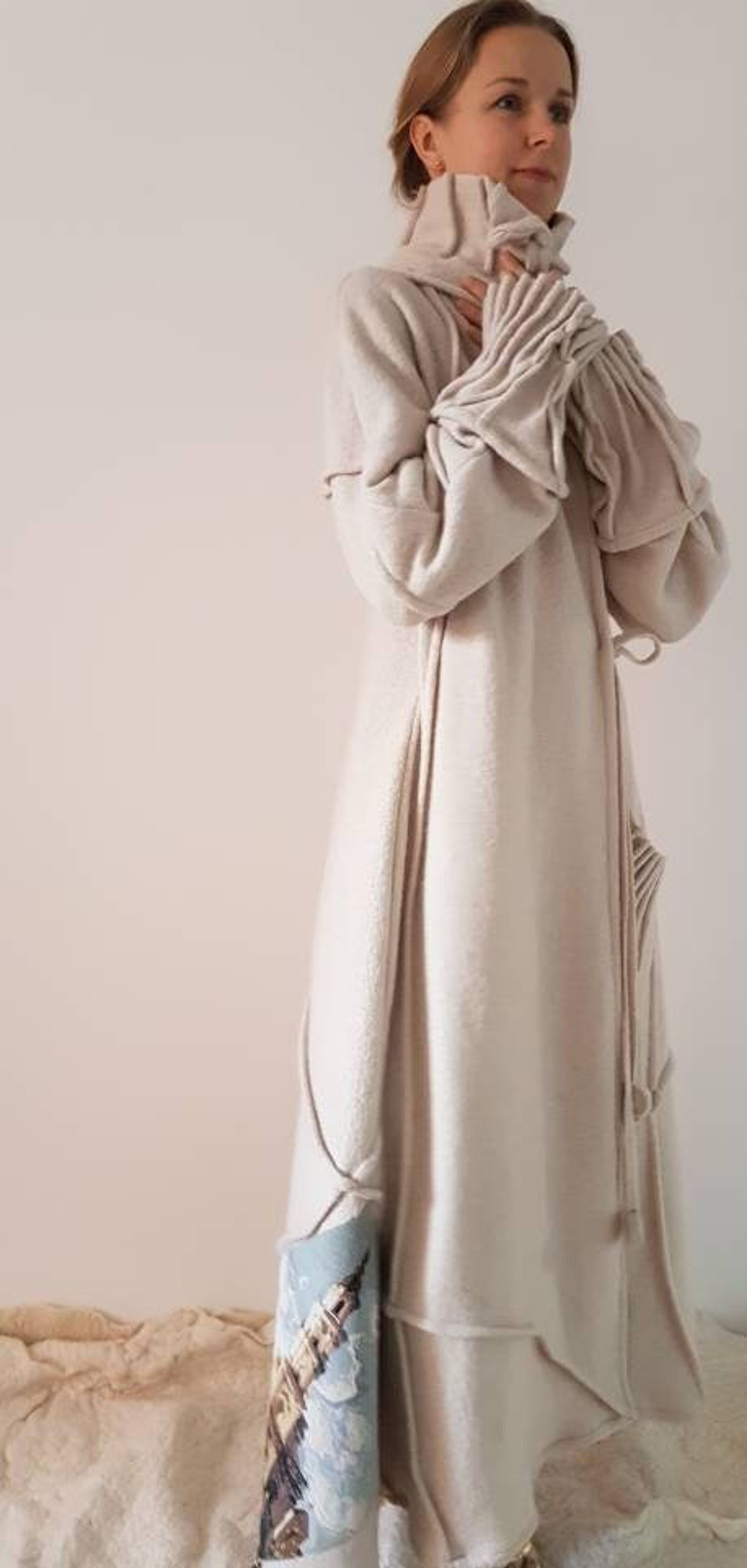 Light Wool Trench Coat with Pockets