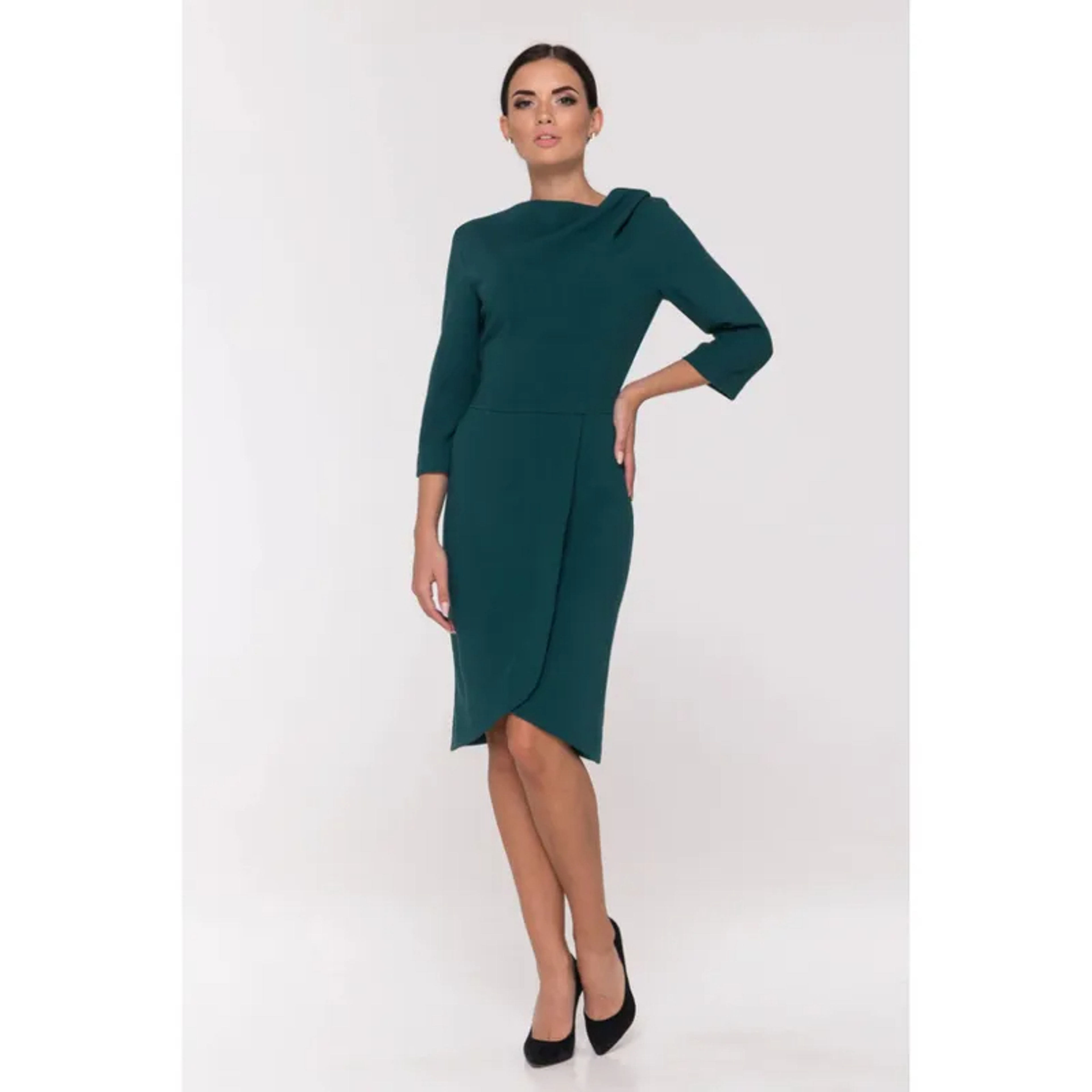 Cowl Neck Asymmetric Green Dress