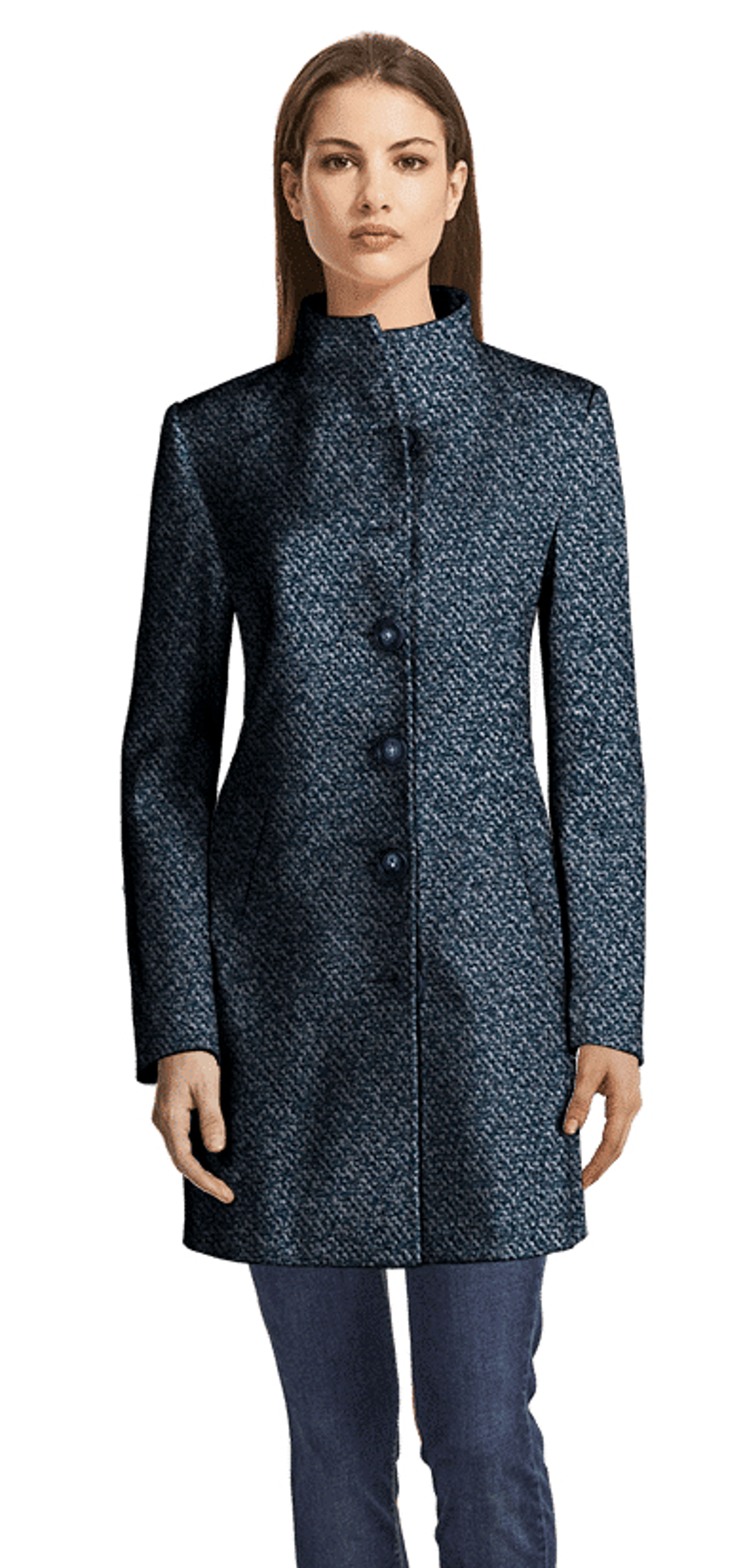 Funnel Neck Wool Coat